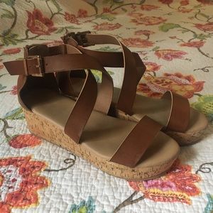 Torrid brown strappy wedges